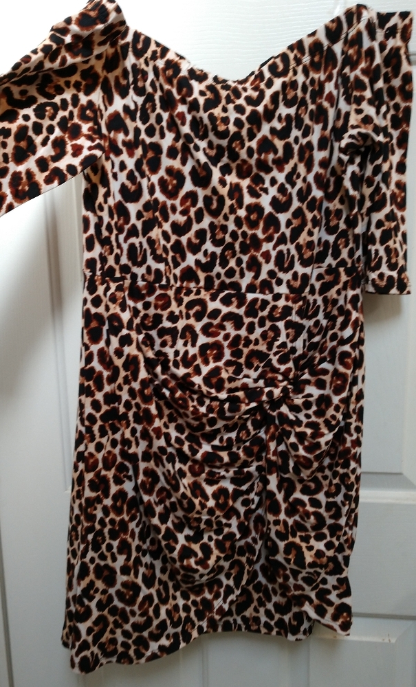 1 LEFT New Zenobia Strapless Leopard Print Dress - Picture 4 of 8